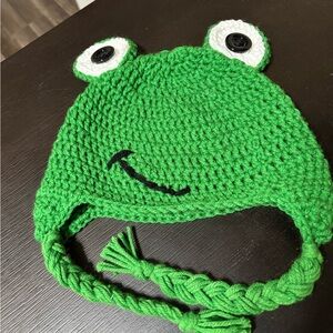 Green Frog Crochet Hat